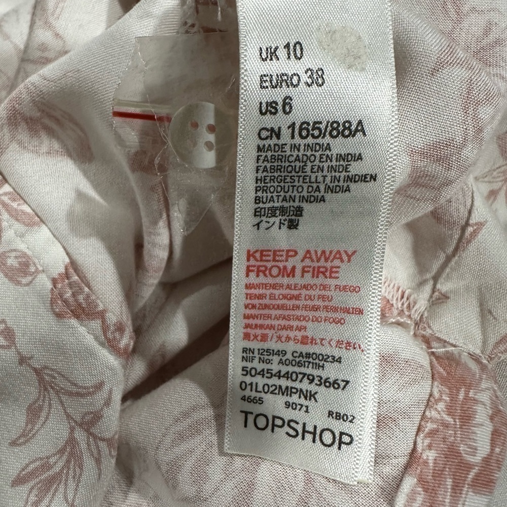 Topshop Bird Printed Pajama Top Sz 6 - Picture 7 of 8